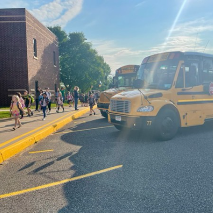  School buses outside school